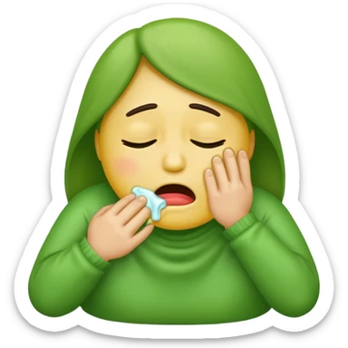 green-faced emoji both tears and vomit classic emoji look no human-like features sticker