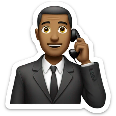 man with dollar signs calling with his telephone sticker