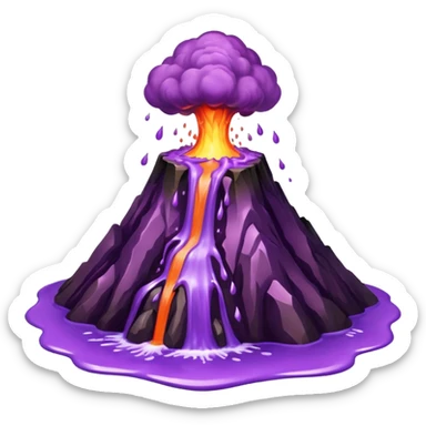 A volcano errupting only with a pure purple liquid sticker