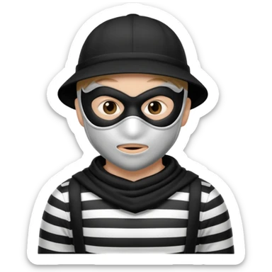 burglar with mask and black white clothes sticker