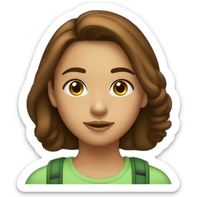 Fille de 17 ans,taille 1m52,poids 58 kg,cheveux très bruns,très lisses,mi courts,avec les yeux mi marrons et verts. sticker