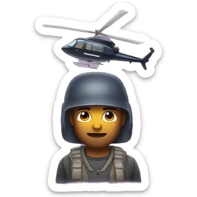 Man with bat and helicopter shot sticker