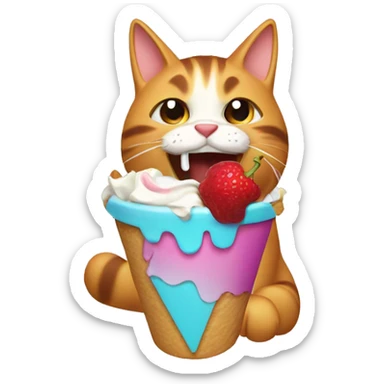 Gato comiendo helado sticker