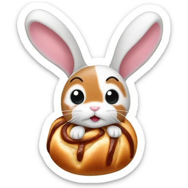 cute bunny with long ears made from a cinnamon bun sticker