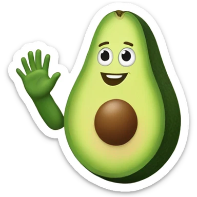 avocado waving hand sticker