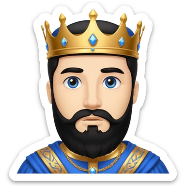 King Solomon with black hair and beard, blue eyes sticker