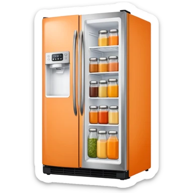 Hi refrigerator ! 
light orange color 
size: 512*512 
inside: full of ingridents sticker