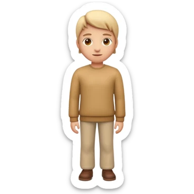 3D Apple emoji style person standing upright, neutral pose, centered, soft shadow, white background sticker