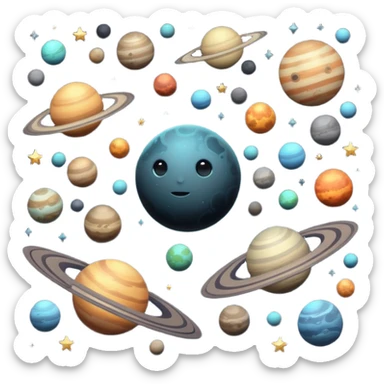 image of deep space, with planets, stars an a galaxy, in a distopian future. sticker