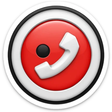 Red circle with a white circle inside and inside the white circle is a black circle sticker