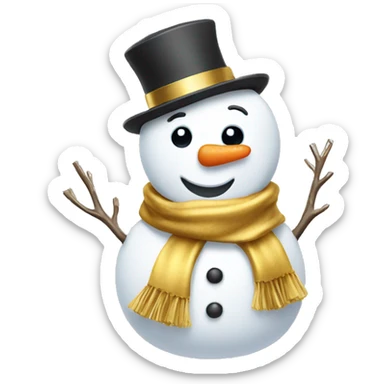 A cute snowman with golden accessories sticker