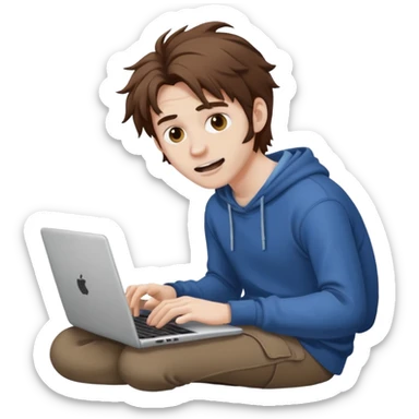 Crazy guy on laptop sticker