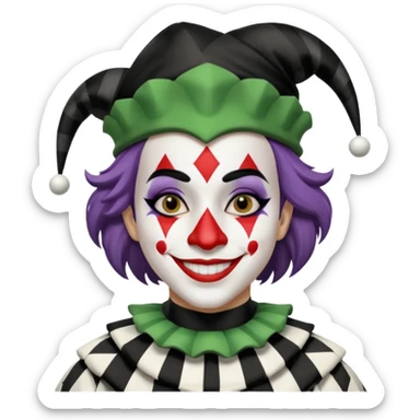 make a black and white jester with white makeup sticker