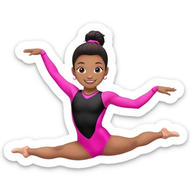 "A gymnast in neon pink and black outfit with a smile and a look of surprise." sticker