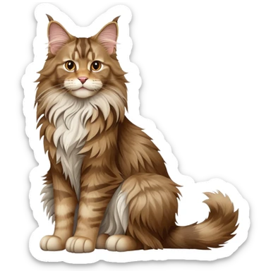 cinematic-[maine coon cat]-realistic-full-body-sitting-emoji,-tail-curled-playfully-around-its-paws,-head-tilted-dramatically,-scruffy-[maine coon]-fur,-simplified-yet-realistic-focused-features,-highly-detailed,-glowing-with-an-almost-sarcastic-glow sticker