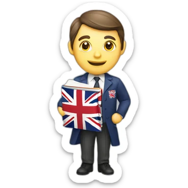 english teacher with british flag and textbook sticker