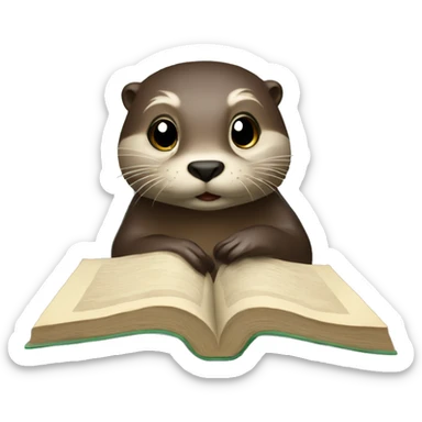 Otter reading a book sticker