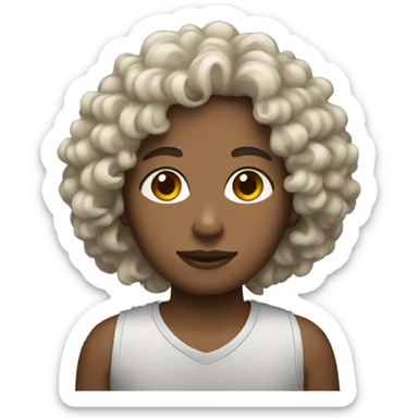 person with curly hair light dark skin sticker