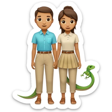 Romantic Lizard couple wear cute skirt and pants with shirt  sticker