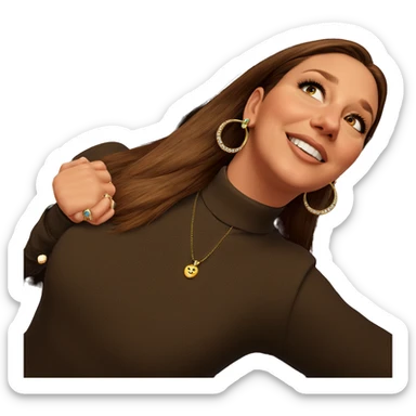 brown haired girl with jewelry sticker