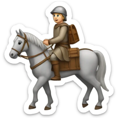 medieval courier deliver with a horse sticker