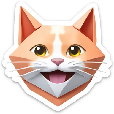 cat smiling origami saumon sticker