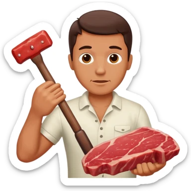 Guy beating meat with hammer sticker