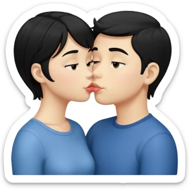 blonde boy kissing girl with black hair sticker