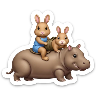 rabbit on hippo sticker