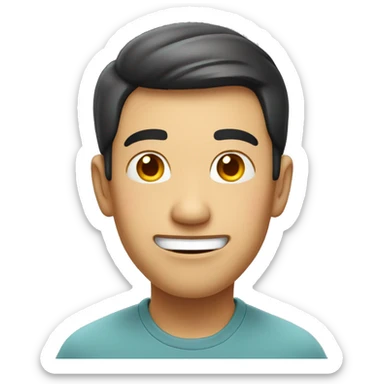 Smiling Chinese man have a surprised sticker