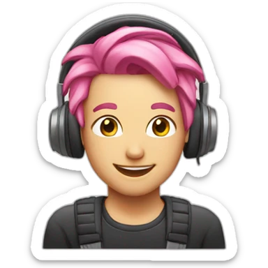happy-head-pink-hair-headphones sticker