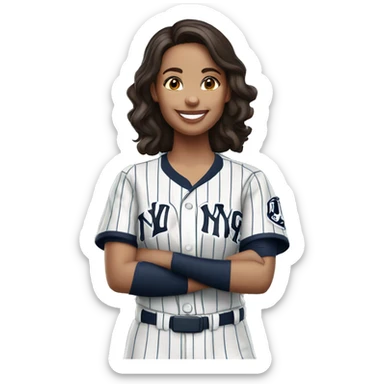 Smile Brunette female Yankees jersey  sticker