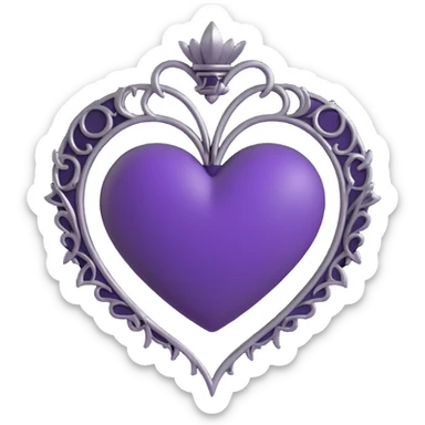 gothic heart with black and silver accents purple sticker