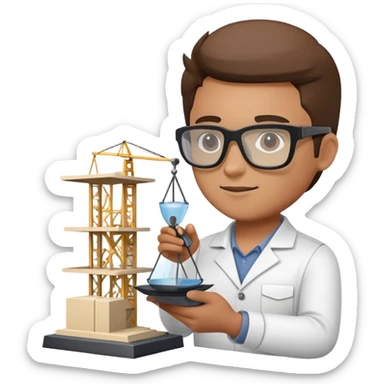 architect with protective eyewear building a scale model sticker