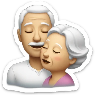 Singing man with closed eyes leaning against an old lady sticker