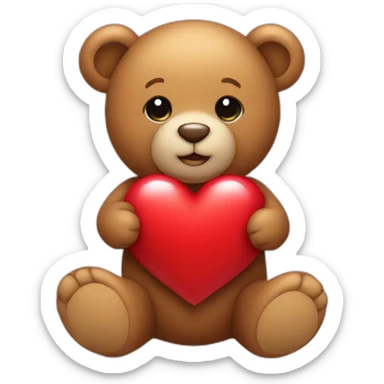 A teddy bear Holding a heart sticker