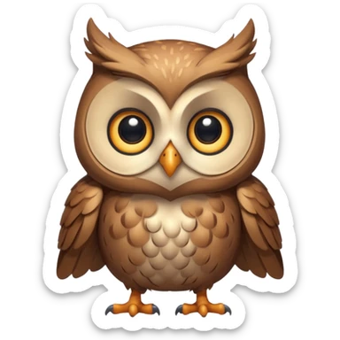 Create a single emoji of an Owl in full body, shown at a slight side angle in a natural, characteristic pose. Cute and stylized like an emoji, but clearly recognizable.
 sticker