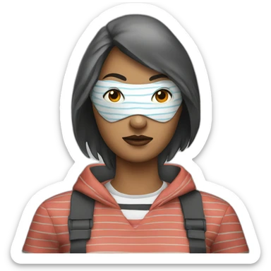 bank robber woman with eye mask and striped tshirt sticker