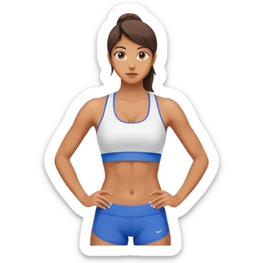 full upper body female front abs with sports bra sticker