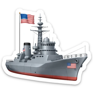 Very realistic American modern warship with little flag sticker