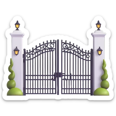 elegant house entrance with wrought iron fence and gate sticker