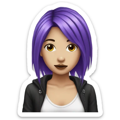 emo girl purple hair sticker