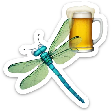 dragonfly holding a beer sticker