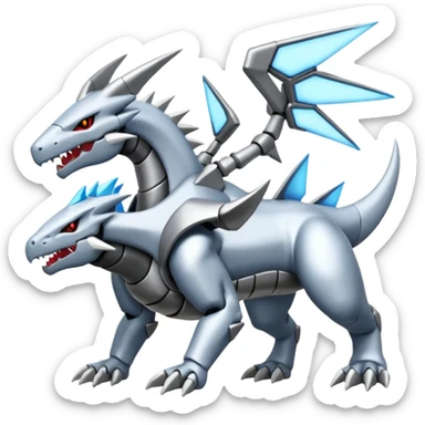 Futuristic Reshiram-Kyurem-Steelix-Lairon-Aggron-Genesect-fusion sticker
