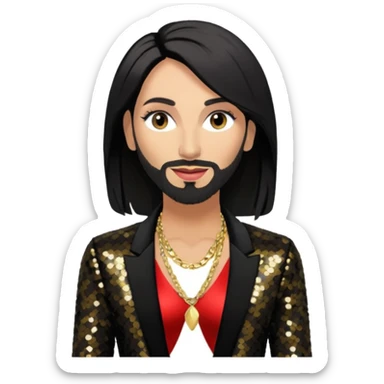 Conchita Wurst with black sequin jacket, shirtless with necklace  sticker
