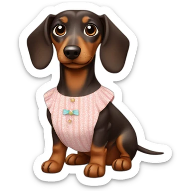 Cute Lady brown Dachshund with chilean dress sticker