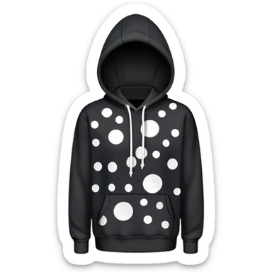 The BLACK Denim Tears Hoodie features a black base with distinctive white open circle spots with empty space in the middle, These hollow ring-like patterns are scattered across. sticker