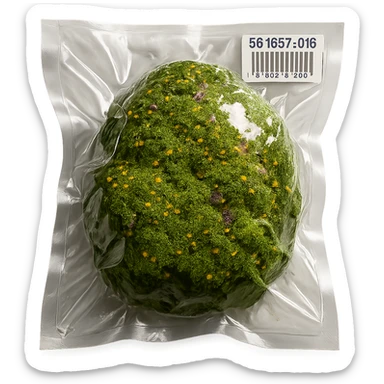 mossy rock with abundant moss and tiny colorful flowers, shiny and inflated sticker
