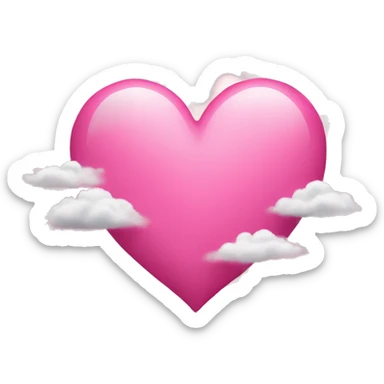Pink heart with clouds around it sticker