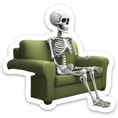 Skeleton watching tv sticker